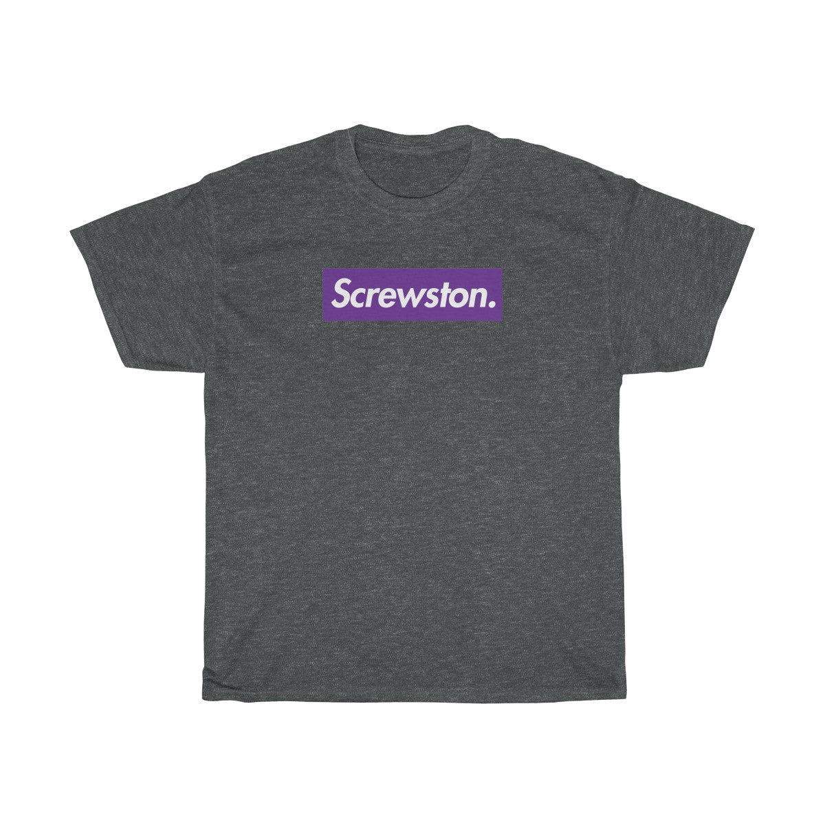 Screwston Purple Box Logo Unisex Heavy Cotton Tee - Bologo-Dark Heather-S-Archethype