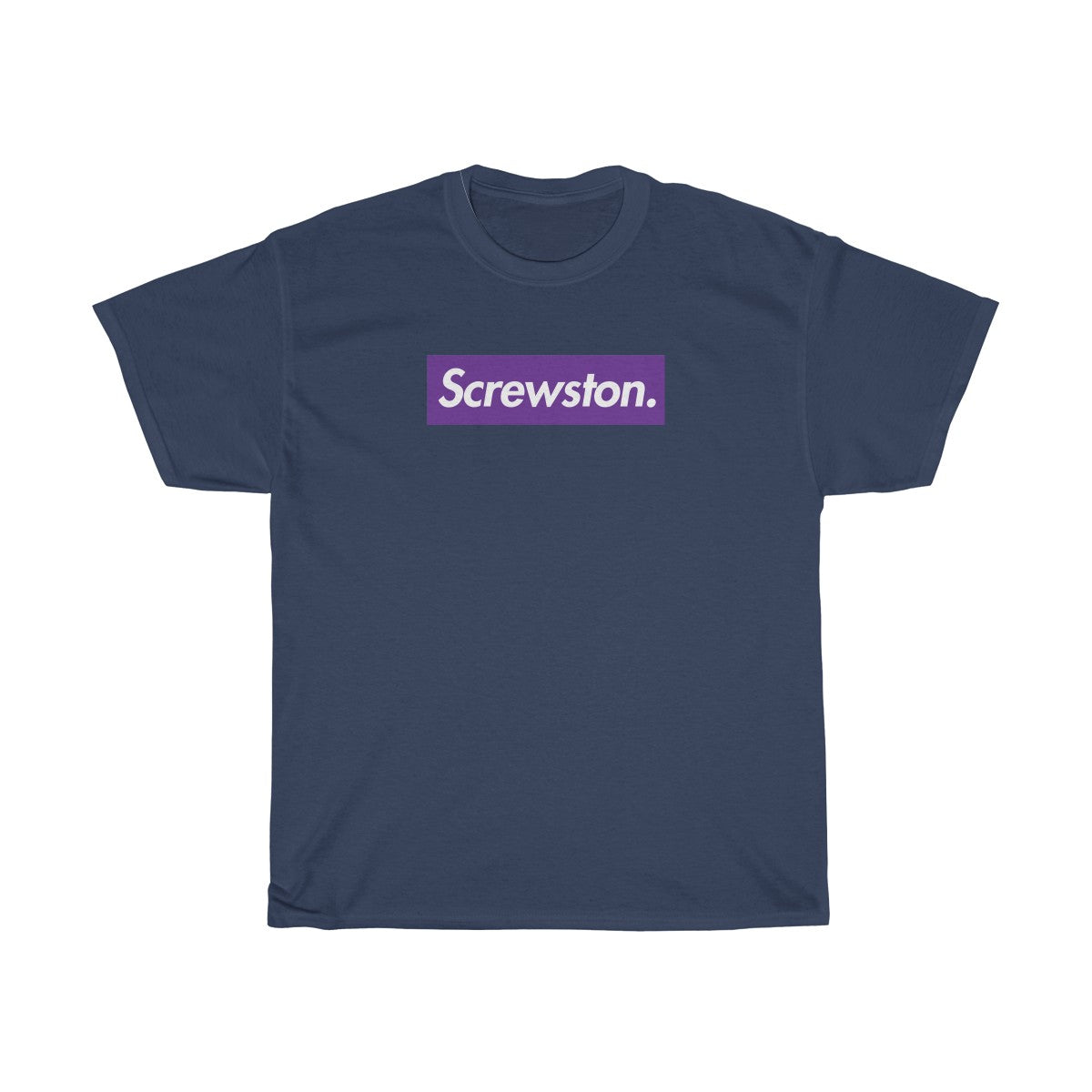 Screwston Purple Box Logo Unisex Heavy Cotton Tee - Bologo-Navy-S-Archethype
