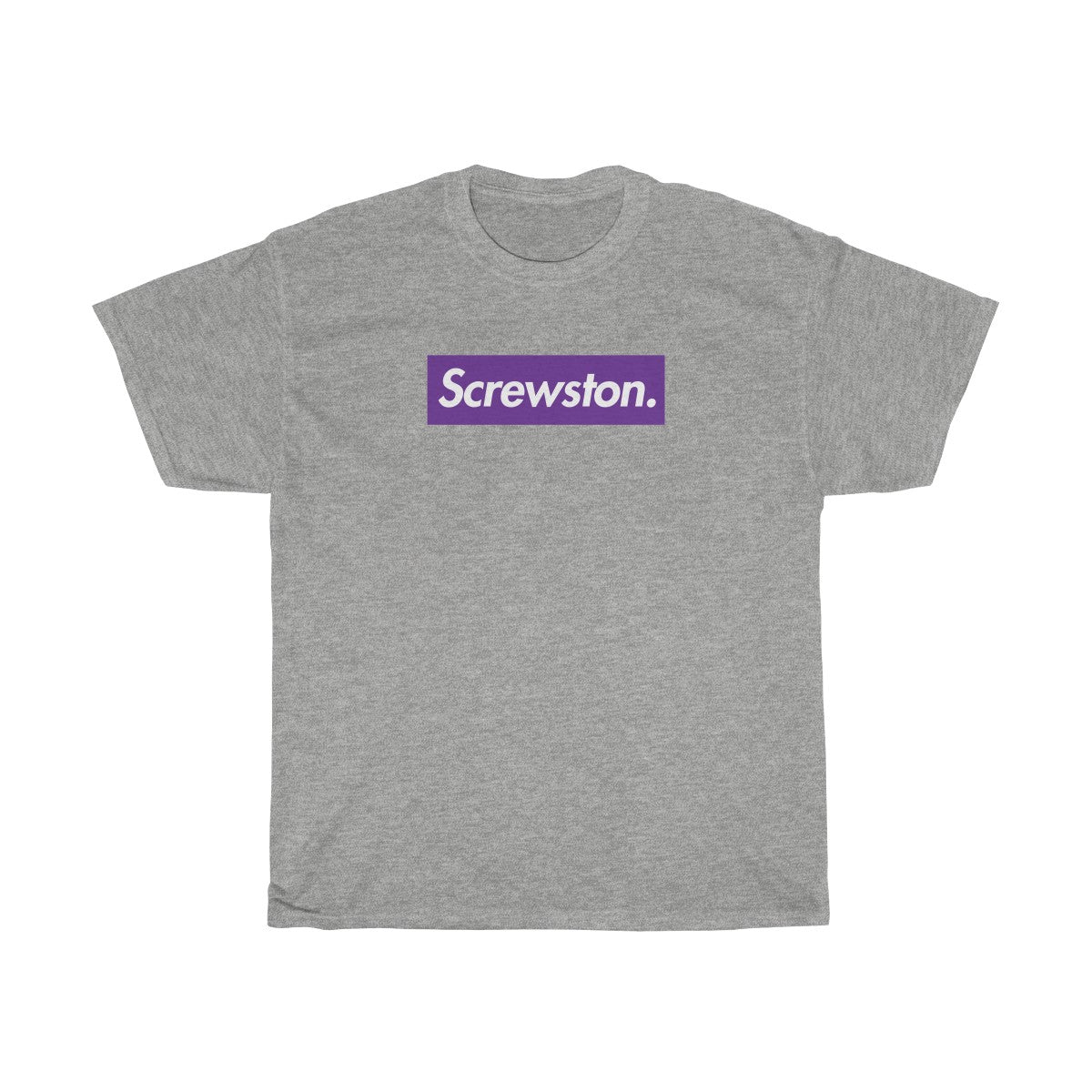 Screwston Purple Box Logo Unisex Heavy Cotton Tee - Bologo-Sport Grey-S-Archethype