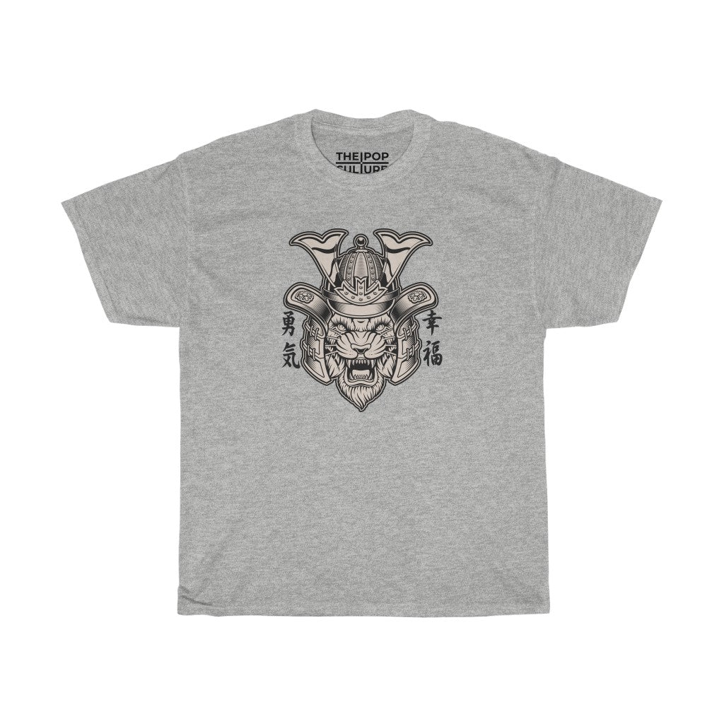 Samurai Tiger Unisex Heavy Cotton T-Shirt - Fighter Mixed Martial Art Tee-S-Ash-Archethype