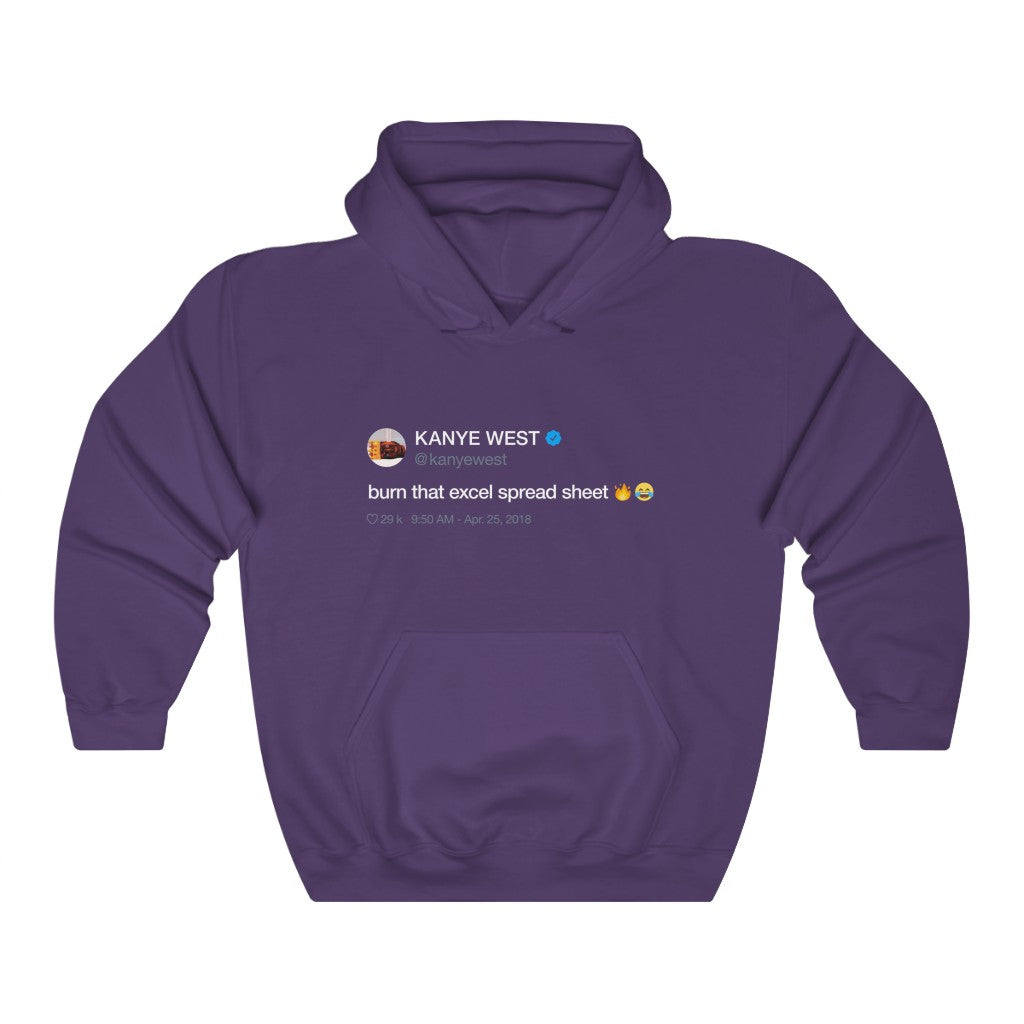 Burn that excel spreadsheet - Kanye West Tweet Hoodie-Purple-S-Archethype