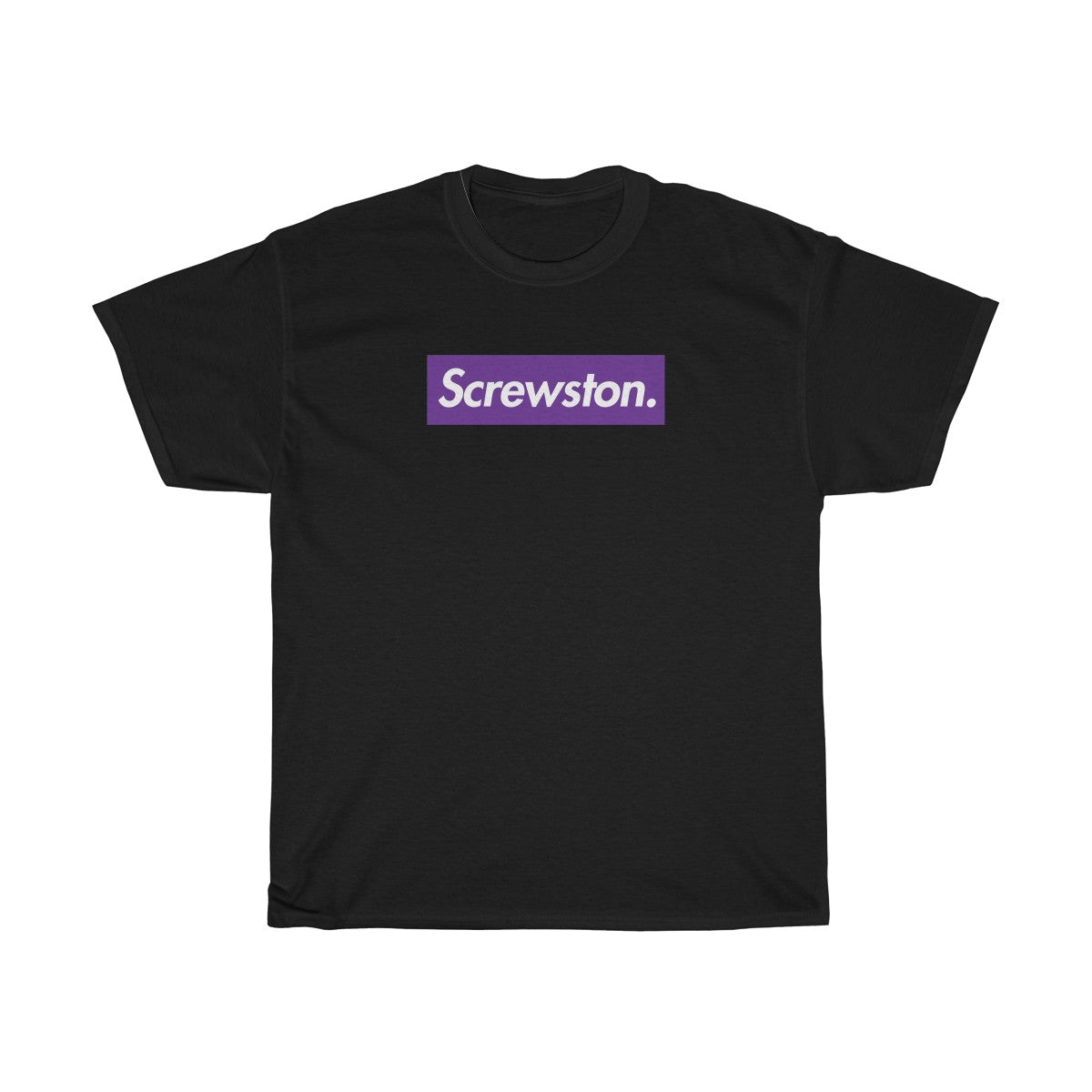 Screwston Purple Box Logo Unisex Heavy Cotton Tee - Bologo-Black-S-Archethype