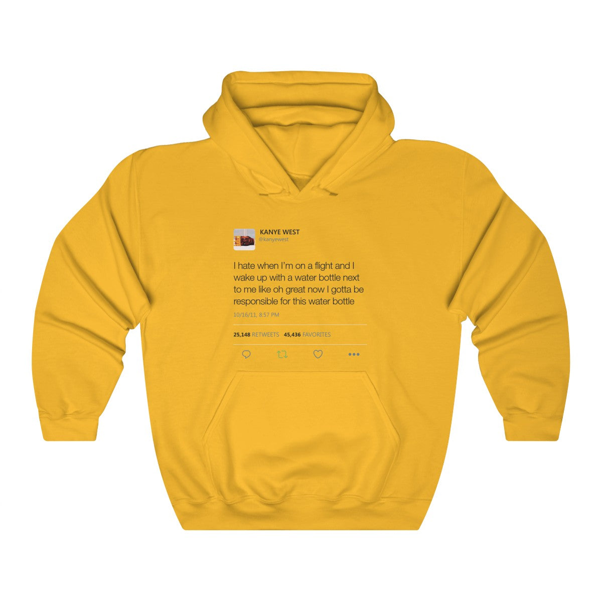 Water bottle tweet 
 Kanye West Hoodie-Gold-S-Archethype