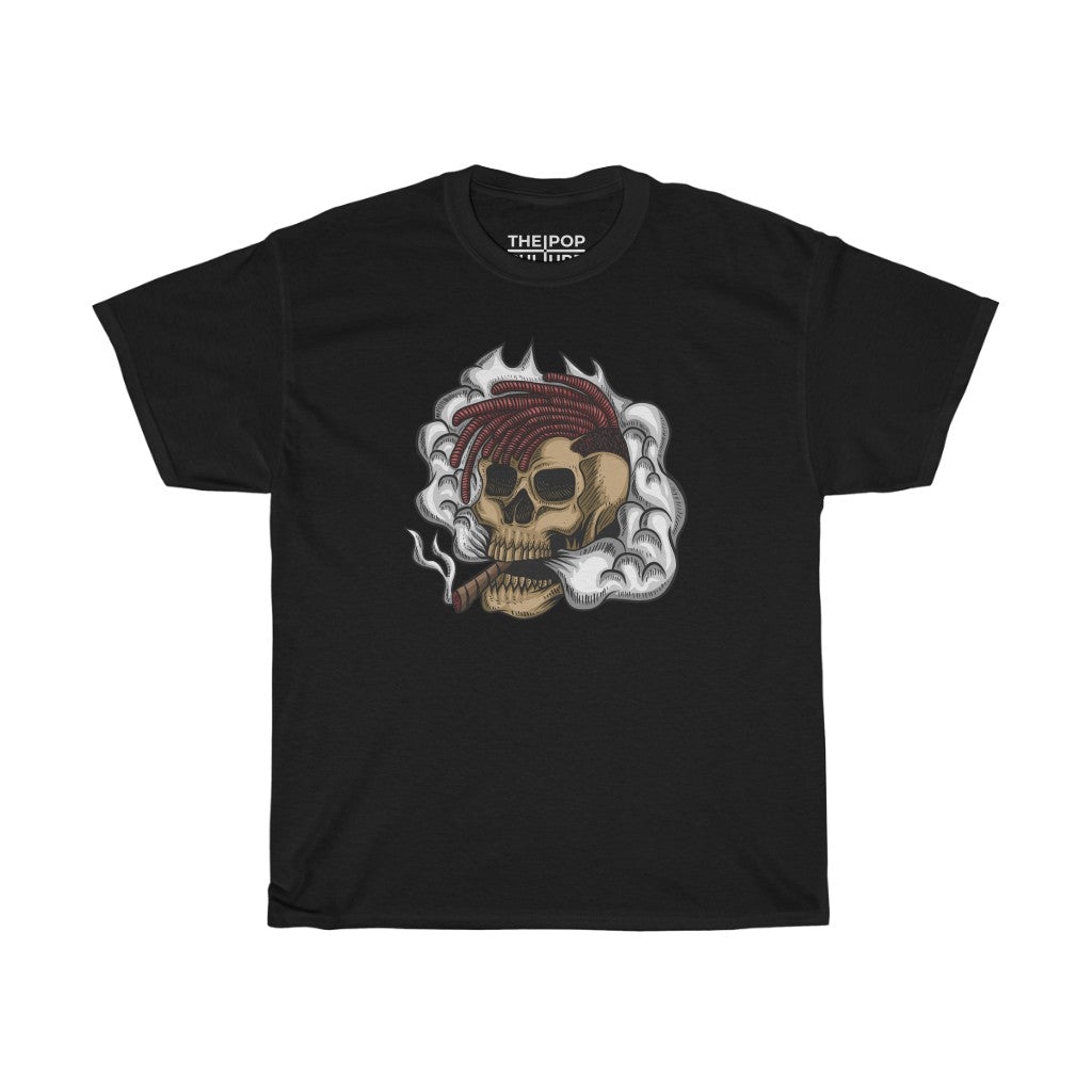 Smoking Skull Unisex Heavy Cotton T-Shirt - Video Game Rock Tee-S-Black-Archethype