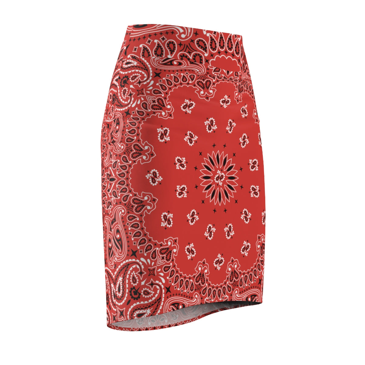 Red Bandana Women's Pencil Skirt-Archethype
