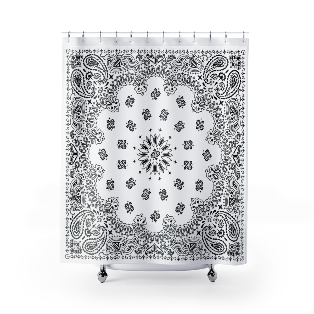 White Bandana Shower Curtains-71" x 74"-Archethype