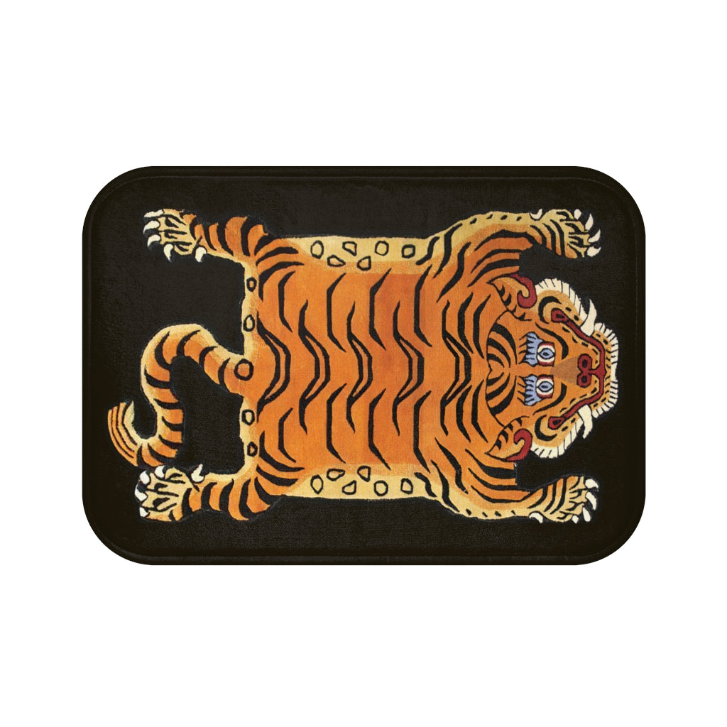 Tibetan Printed Tiger Bath Mat-24" × 17"-Archethype