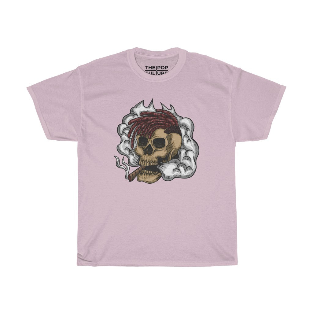 Smoking Skull Unisex Heavy Cotton T-Shirt - Video Game Rock Tee-S-Light Pink-Archethype