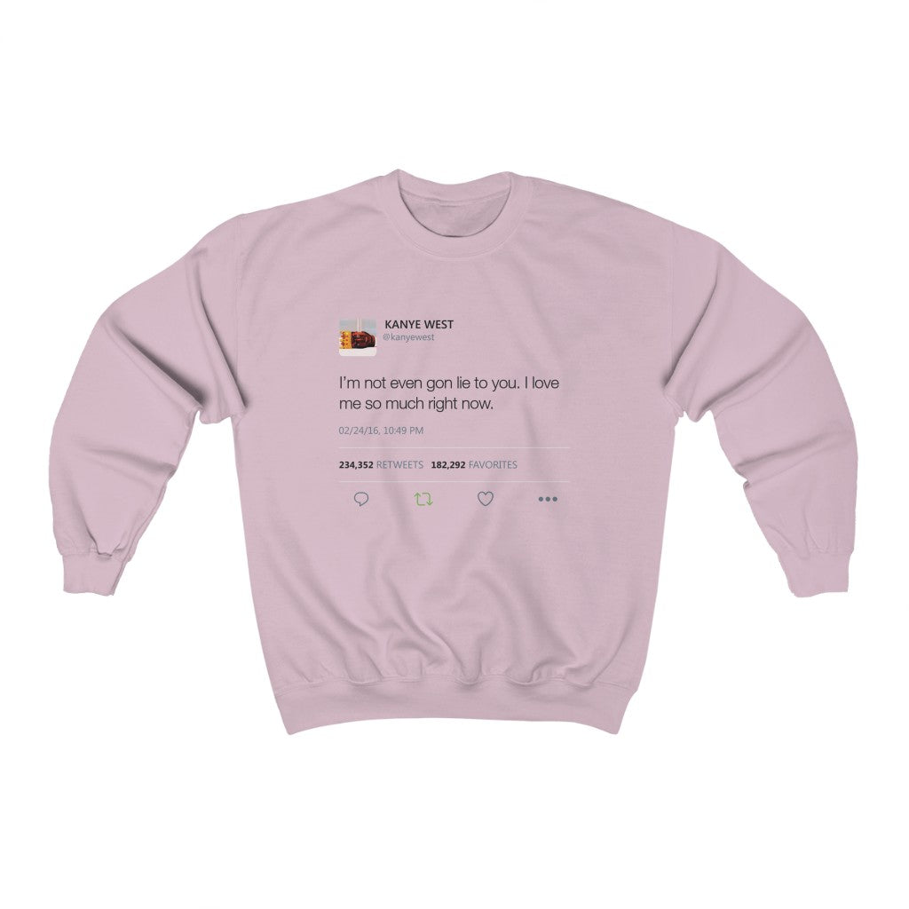 I Love Me So Much Right Now Kanye West Tweet Crewneck Sweatshirt-Light Pink-S-Archethype