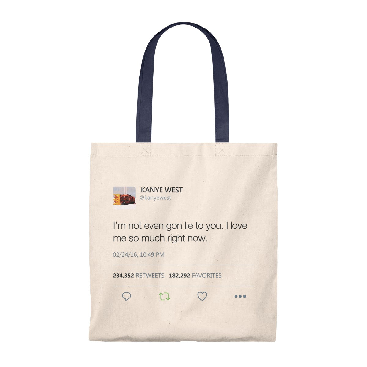 I Love Me So Much Right Now Kanye West Tweet Tote Bag-Natural/Navy-Archethype
