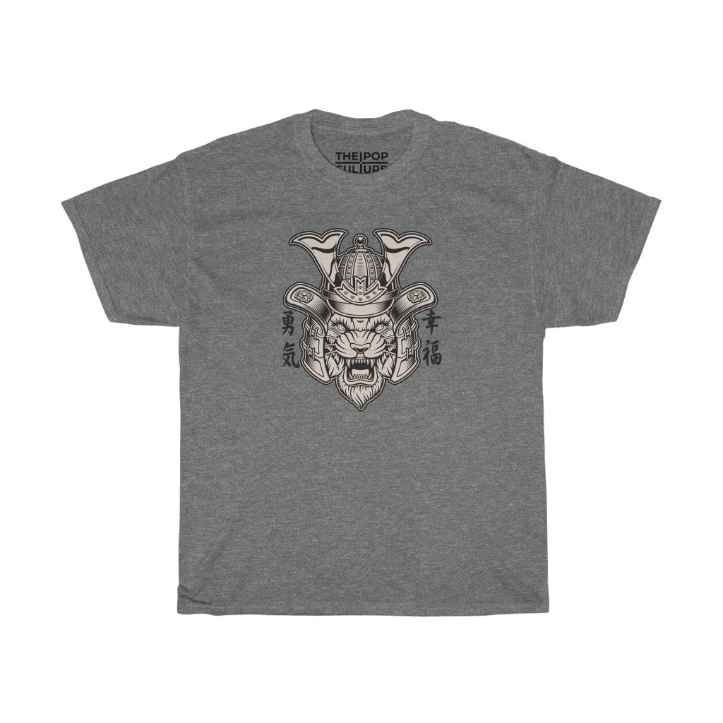 Samurai Tiger Unisex Heavy Cotton T-Shirt - Fighter Mixed Martial Art Tee-S-Graphite Heather-Archethype