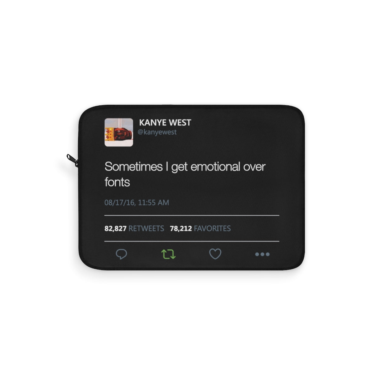 Sometimes I get emotional over fonts Kanye West Tweet Laptop sleeve-13"-Archethype