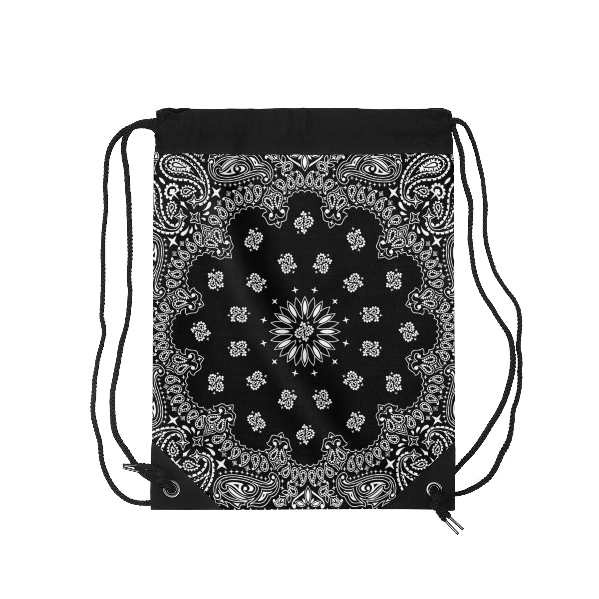 Black Bandana Drawstring Bag-One Size-Archethype