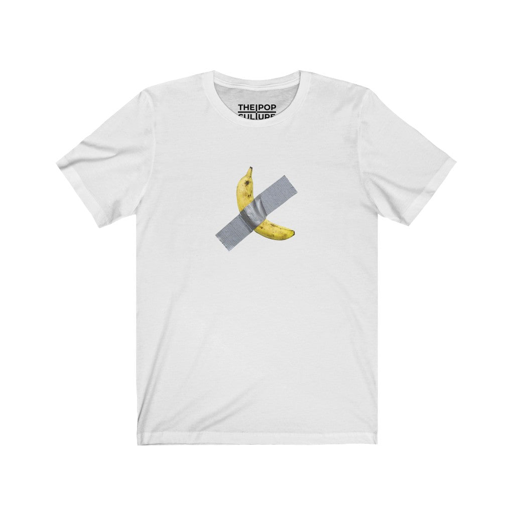 Taped Banana Unisex T-Shirt.Inspired by The Comedian. from Maurizio Cattelan-White-S-Archethype