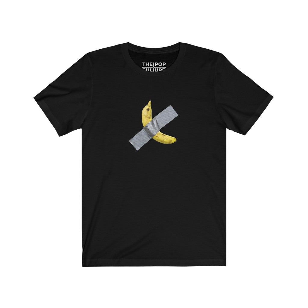 Taped Banana Unisex T-Shirt.Inspired by The Comedian. from Maurizio Cattelan-Black-L-Archethype