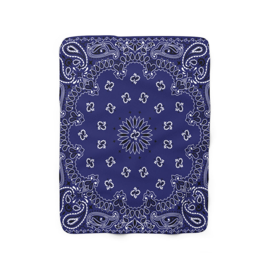 OG Blue Bandana Sherpa Fleece Blanket-50" x 60"-Archethype