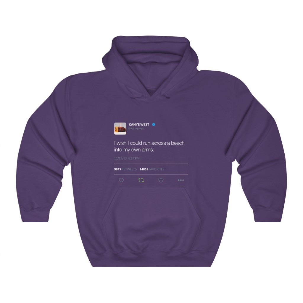 I wish I could run across a beach into my own arms Kanye Tweet Hoodie-S-Purple-Archethype