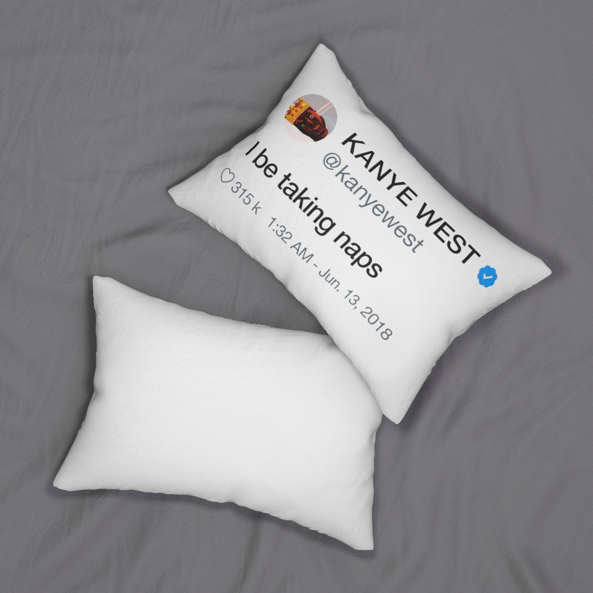 Kanye West Naps White Pillow + Pillow Sham