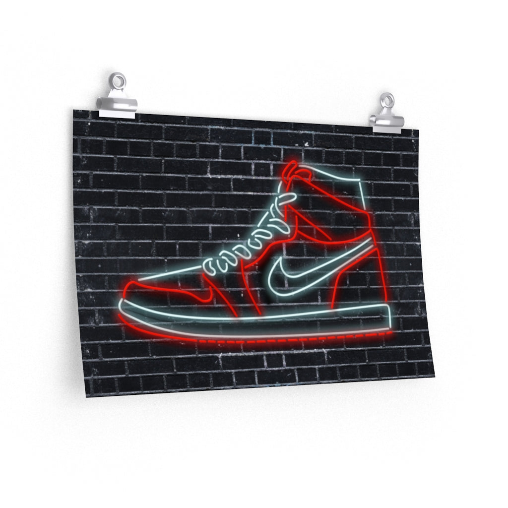Nike Air Jordans Neon Sneakers Poster - Michael Jordan Wall Art Shoe Art with Nike Sneakers-18″ × 12″-CG Matt-Archethype