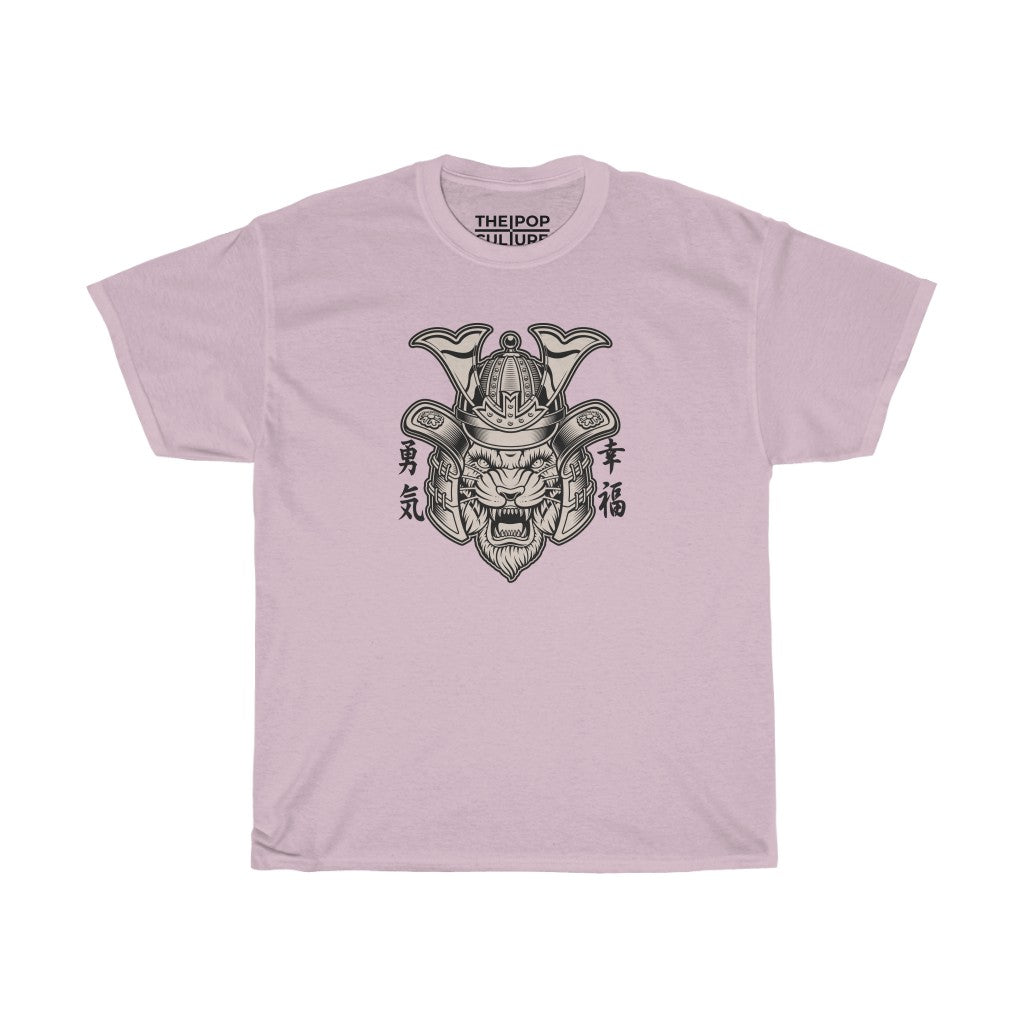 Samurai Tiger Unisex Heavy Cotton T-Shirt - Fighter Mixed Martial Art Tee-S-Light Pink-Archethype