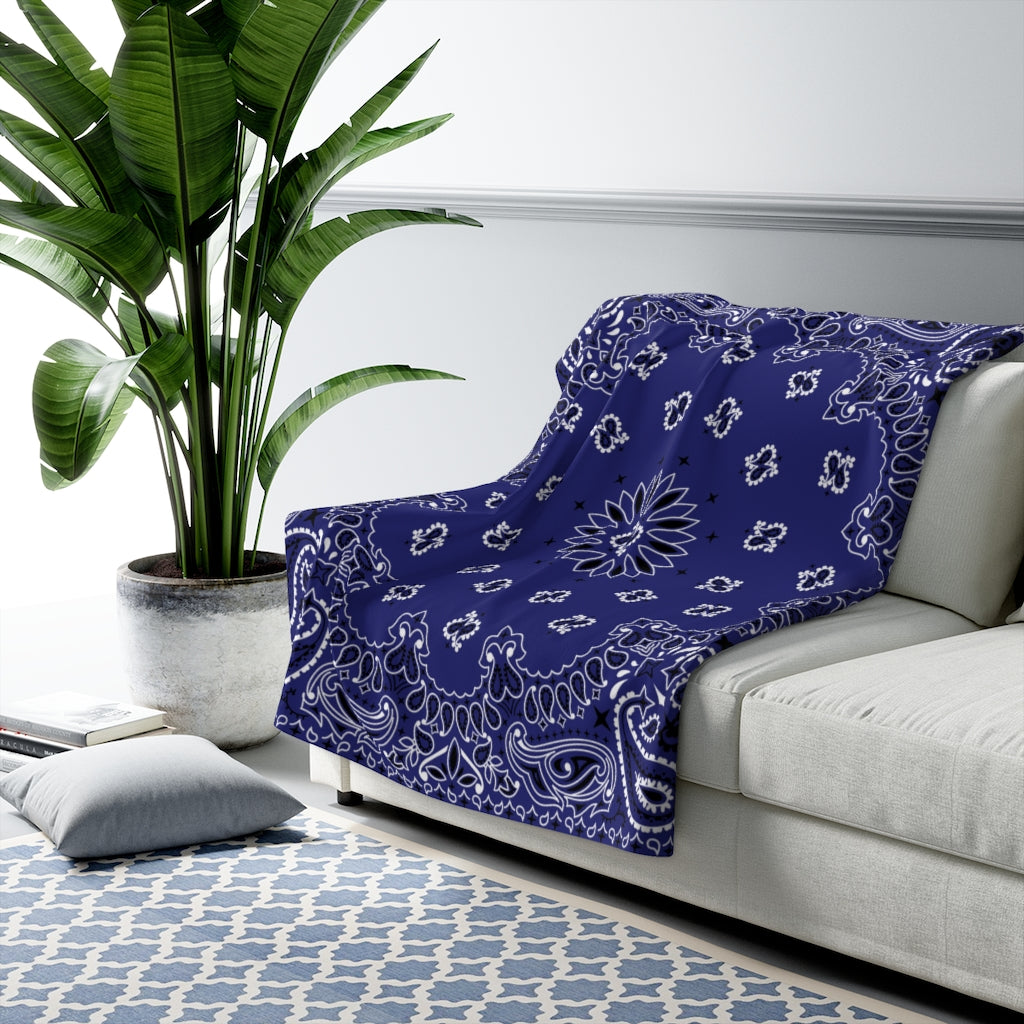 OG Blue Bandana Sherpa Fleece Blanket-50" x 60"-Archethype