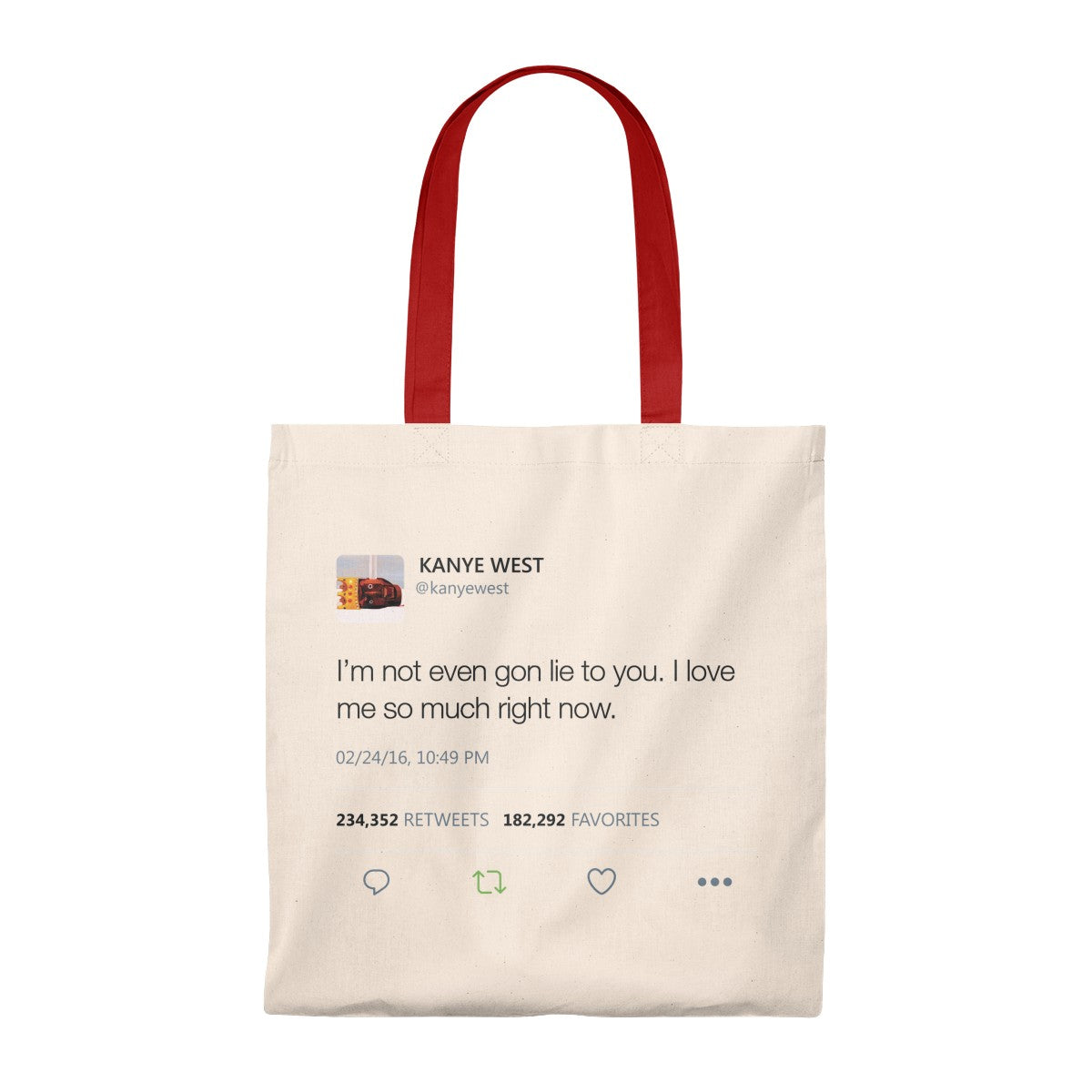 I Love Me So Much Right Now Kanye West Tweet Tote Bag-Natural/Red-Archethype