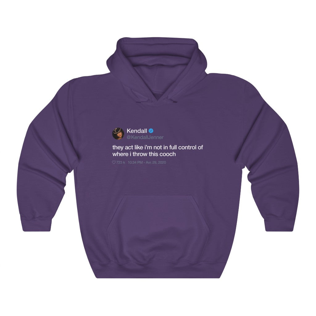 Kendall Jenner They act like i'm not in full control of where i throw this cooch Tweet Hoodie-S-Purple-Archethype