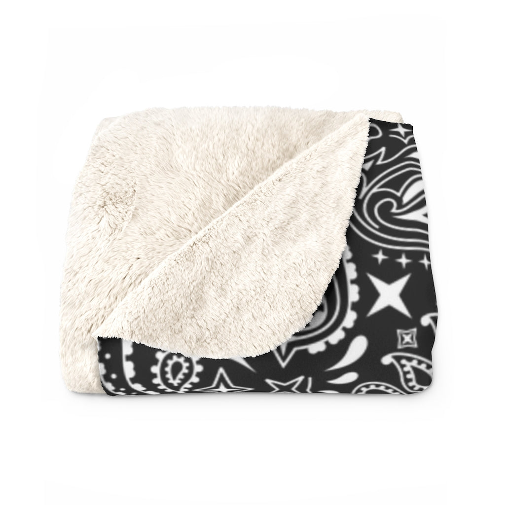 OG Black Bandana Sherpa Fleece Blanket-50" x 60"-Archethype