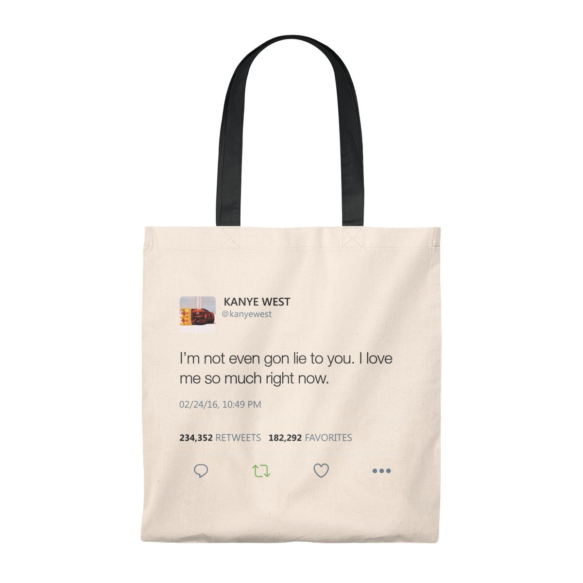 I Love Me So Much Right Now Kanye West Tweet Tote Bag-Natural/Black-Archethype