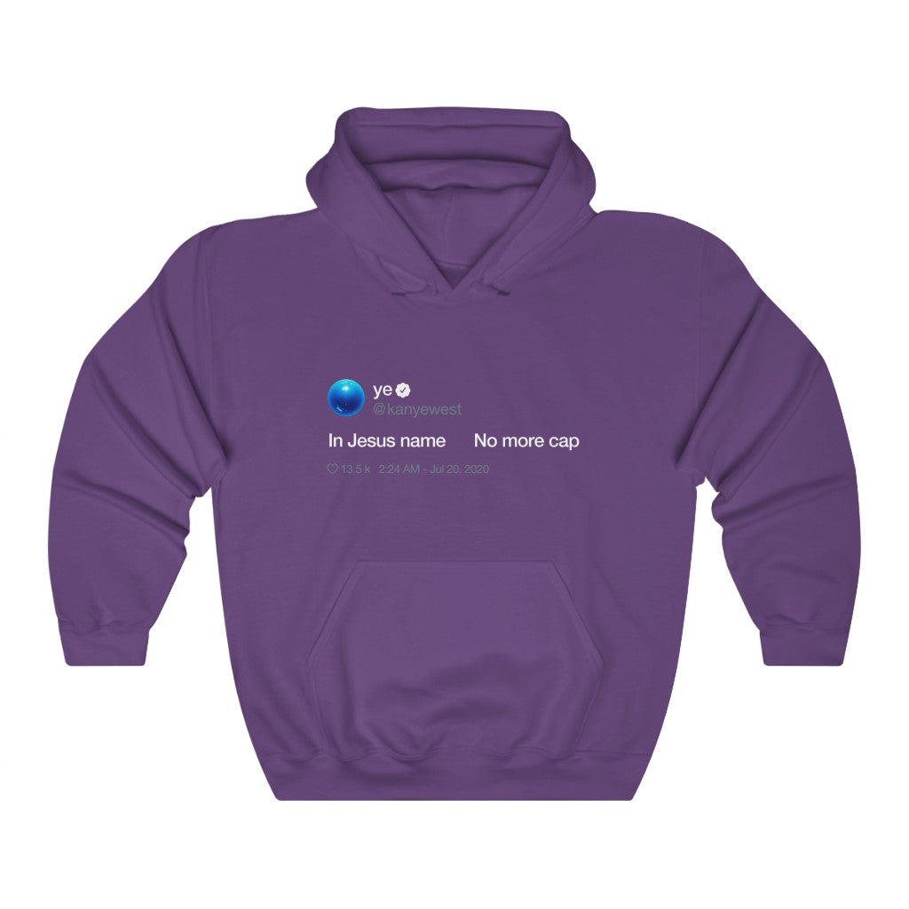 In Jesus name. No more cap. - Kanye West Tweet Hoodie-Purple-S-Archethype