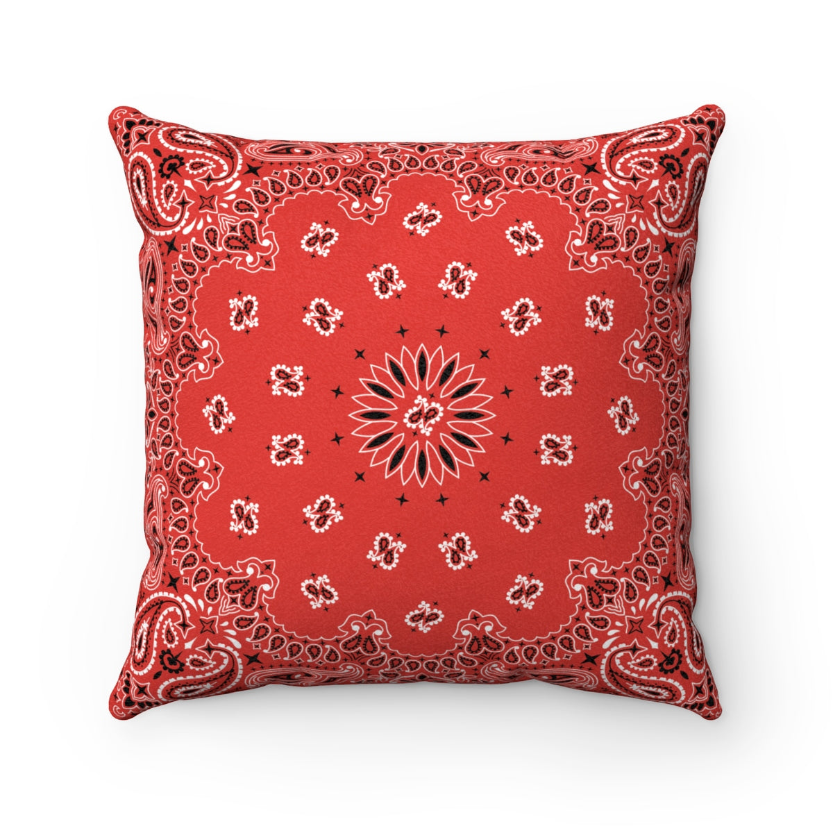 Red Bandana Faux Suede Square Pillow-14" x 14"-Archethype