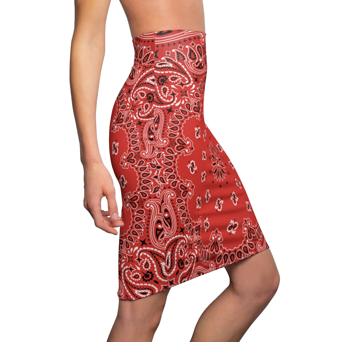 Red Bandana Women's Pencil Skirt-Archethype