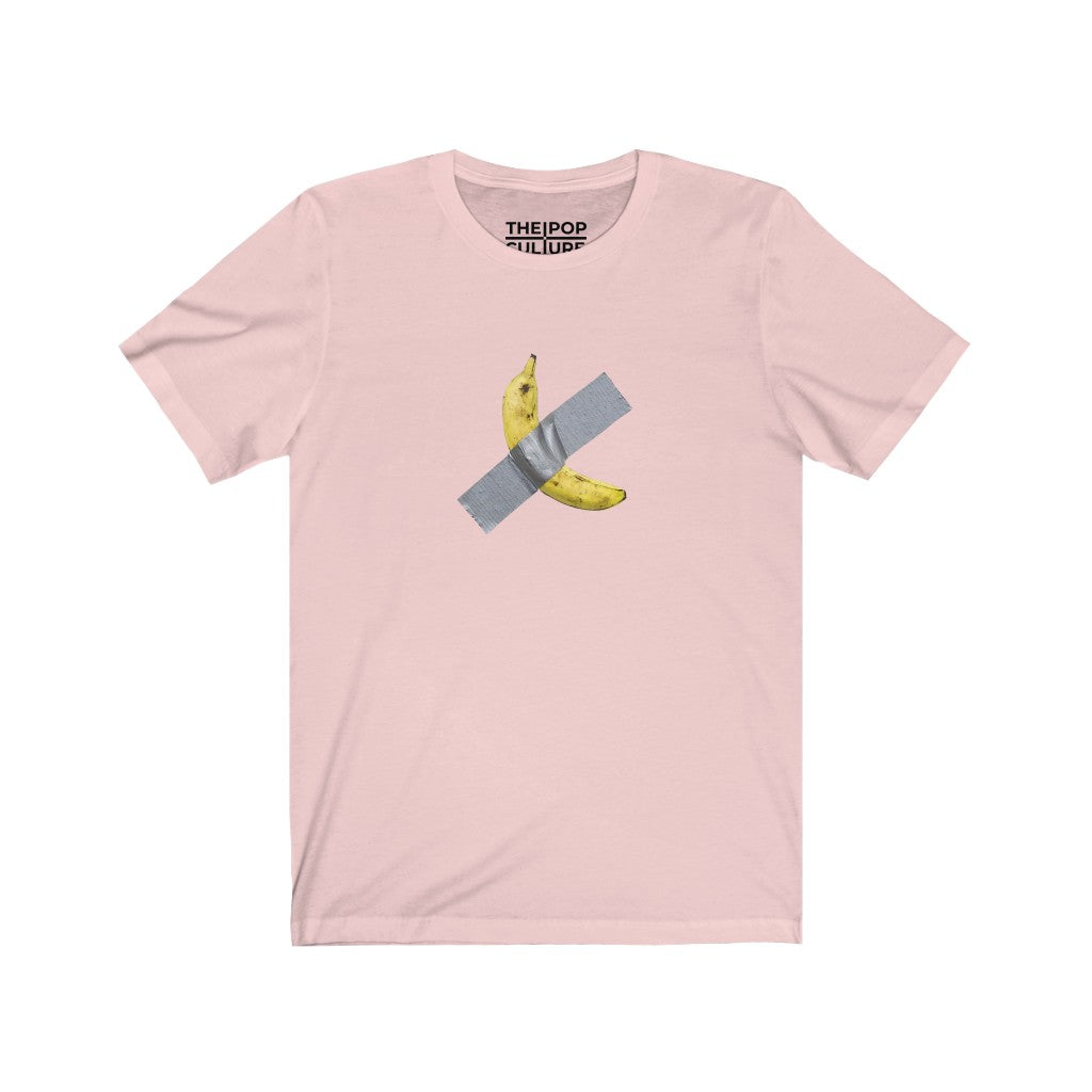 Taped Banana Unisex T-Shirt.Inspired by The Comedian. from Maurizio Cattelan-Soft Pink-S-Archethype