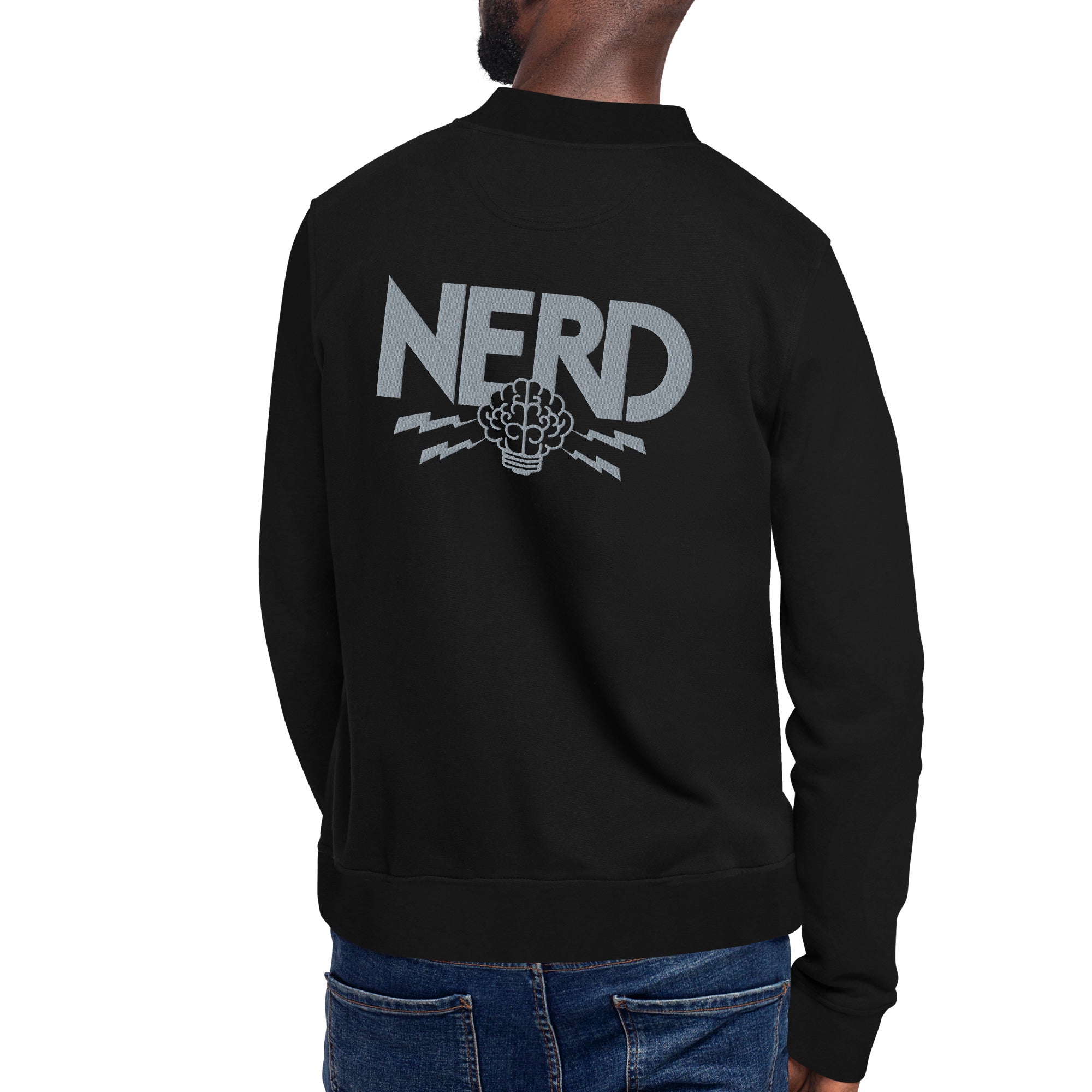 NERD Brain logo Embroidered Champion Bomber Jacket