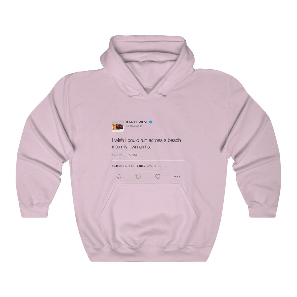 I wish I could run across a beach into my own arms Kanye Tweet Hoodie-S-Light Pink-Archethype