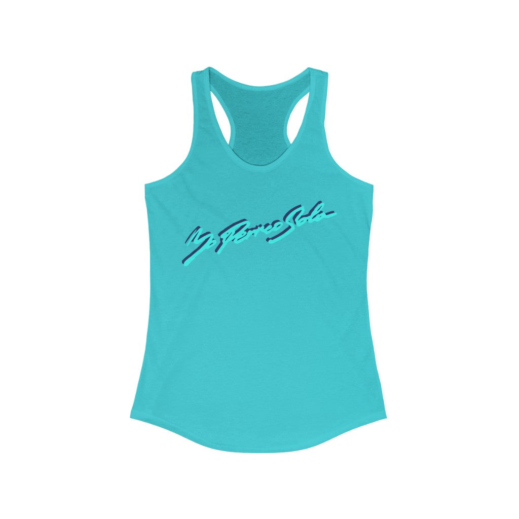 Yo Perreo Sola Bad Bunny inspired Women's Ideal Racerback Tank-Solid Tahiti Blue-XS-Archethype