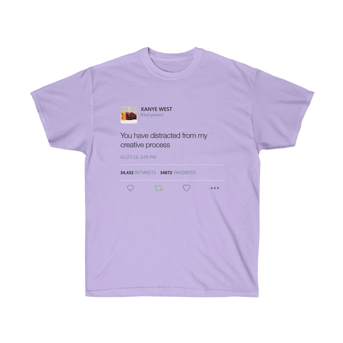 You have distracted from my creative process - Kanye West Tweet T-Shirt-Orchid-S-Archethype
