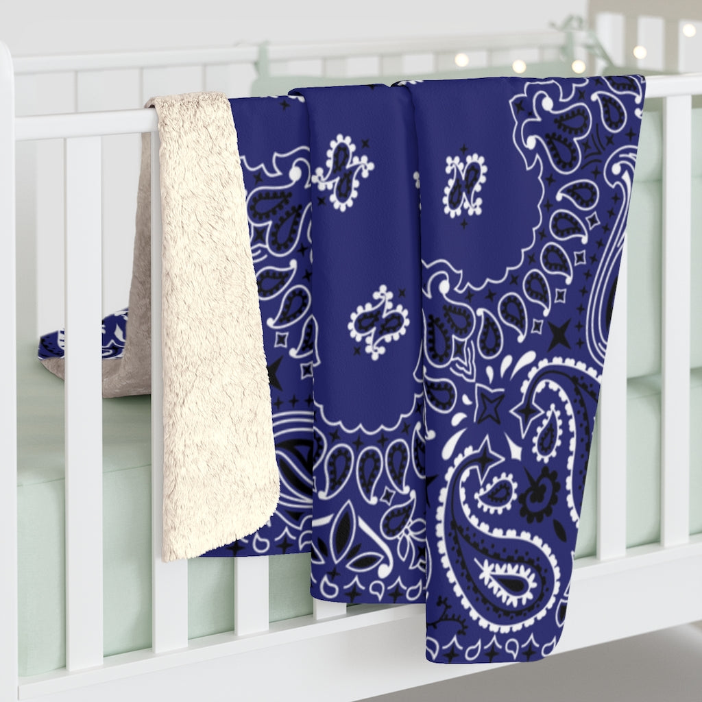 OG Blue Bandana Sherpa Fleece Blanket-50" x 60"-Archethype