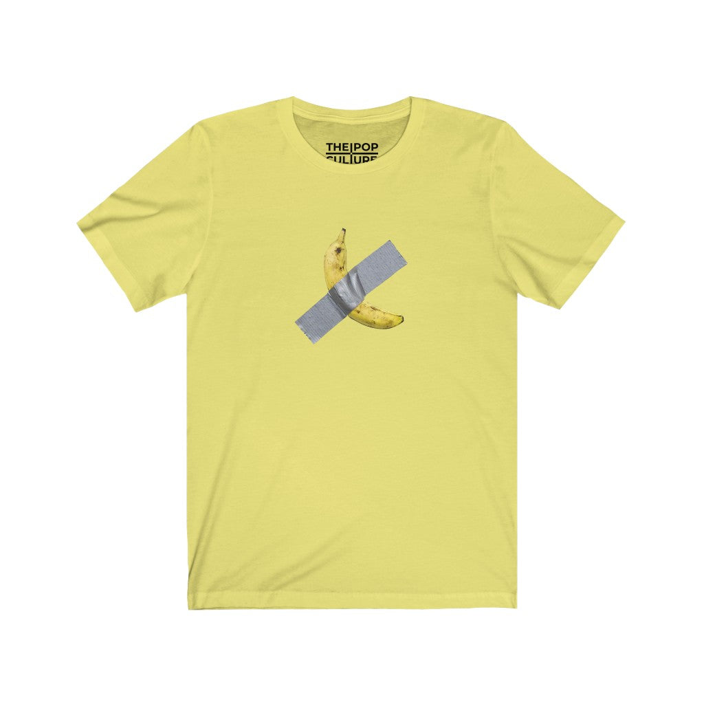 Taped Banana Unisex T-Shirt.Inspired by The Comedian. from Maurizio Cattelan-Yellow-S-Archethype
