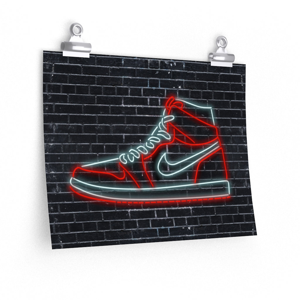 Nike Air Jordans Neon Sneakers Poster - Michael Jordan Wall Art Shoe Art with Nike Sneakers-14″ × 11″-CG Matt-Archethype