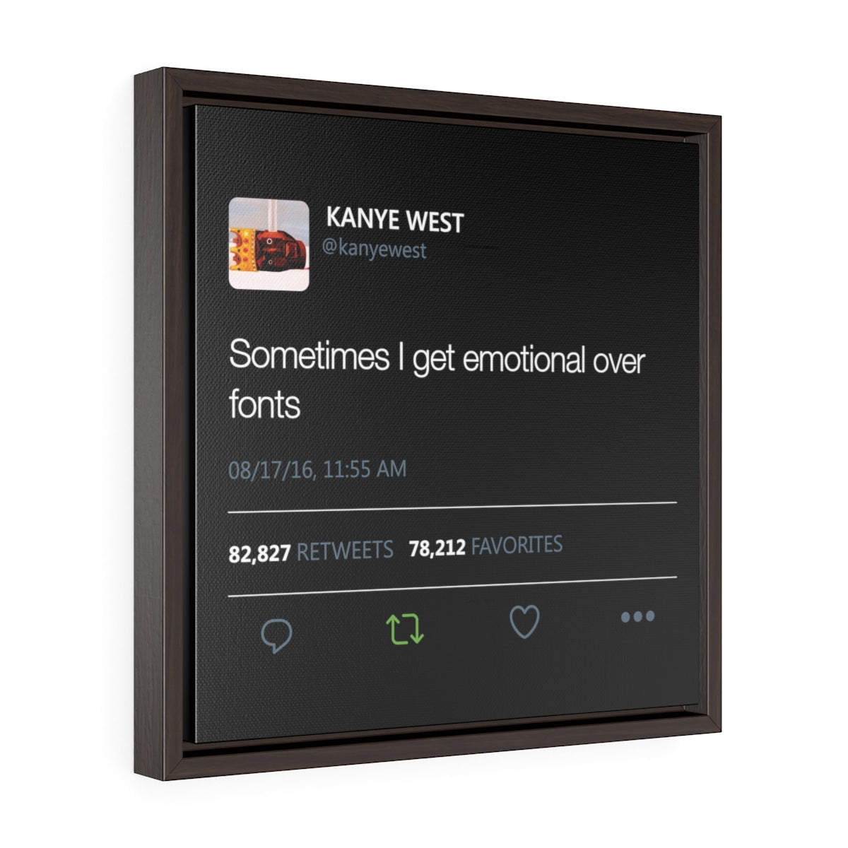 Sometimes I get emotional over fonts - Square Framed Premium Gallery Wrap Canvas-16″ × 16″-Walnut-Premium Gallery Wraps (1.25″)-Archethype