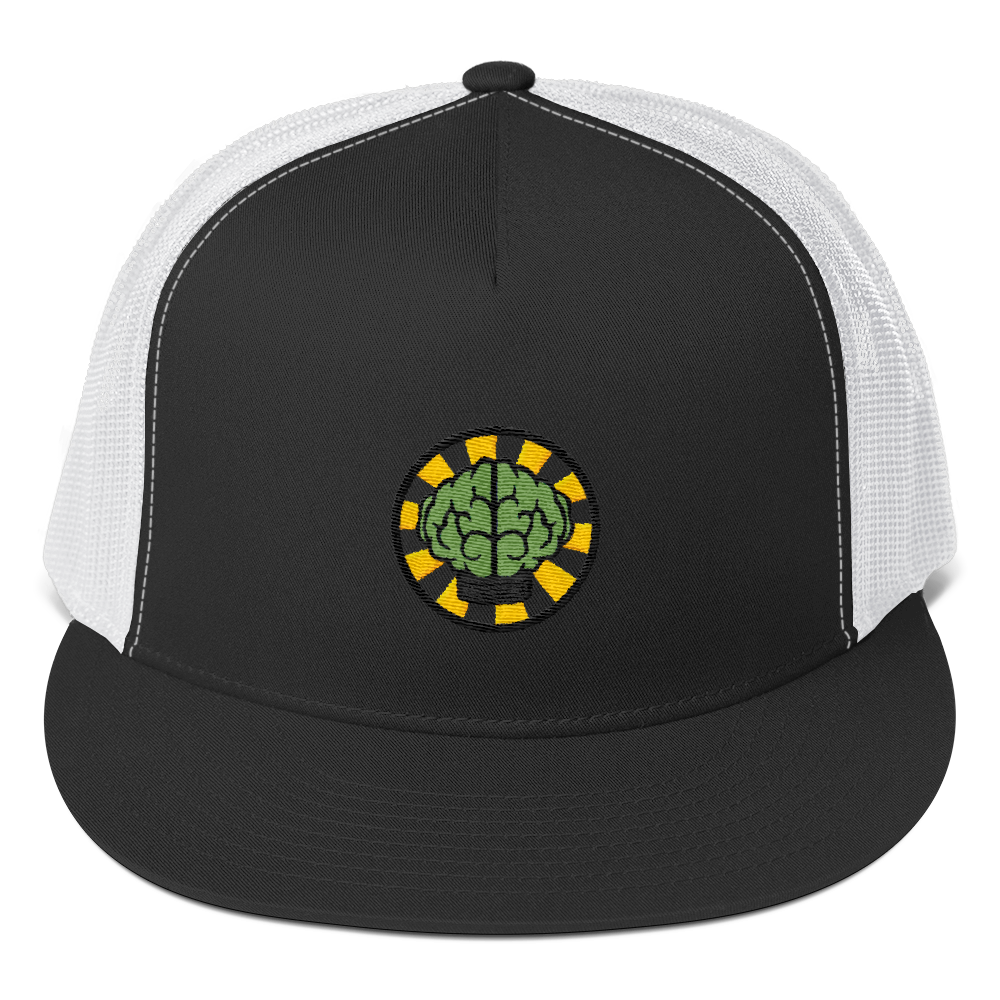 HypeMonsterz NERD Trucker Cap Inspired - Brain logo No one ever really dies-Black/ White-Archethype