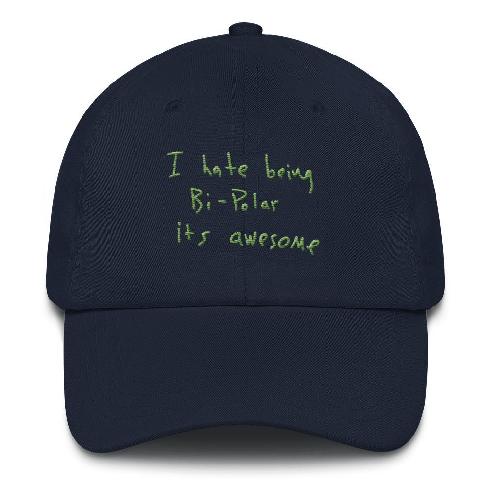 I Hate Being Bi-Polar It's Awesome Kanye West inspired Embroidery Dad Hat / Cap-Navy-Archethype