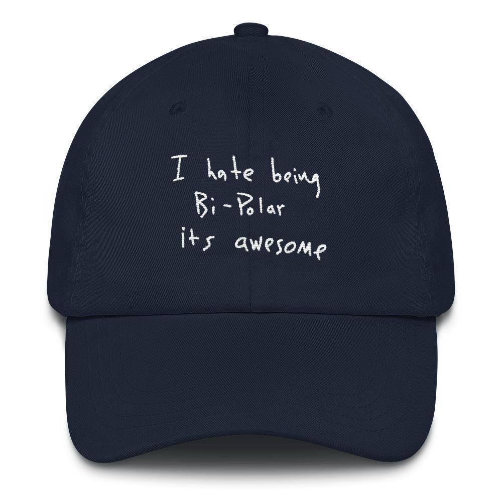 I Hate Being Bi-Polar It's Awesome Kanye West inspired Embroidery Dad Hat / Cap-Navy-Archethype