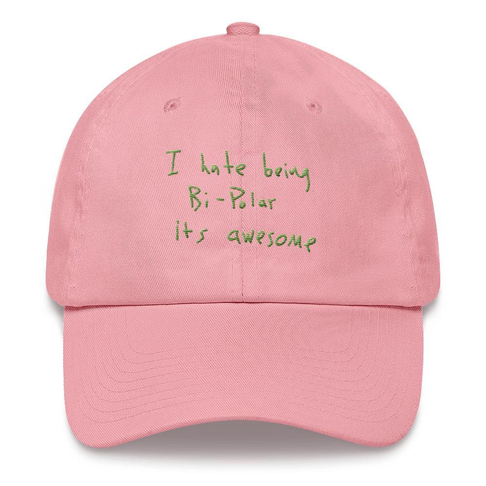 I Hate Being Bi-Polar It's Awesome Kanye West inspired Embroidery Dad Hat / Cap-Pink-Archethype