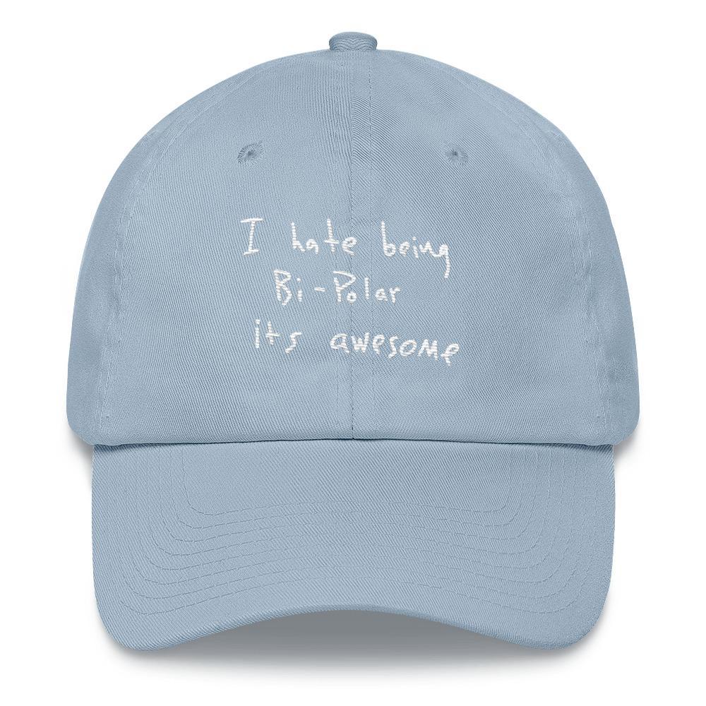 I Hate Being Bi-Polar It's Awesome Kanye West inspired Embroidery Dad Hat / Cap-Light Blue-Archethype