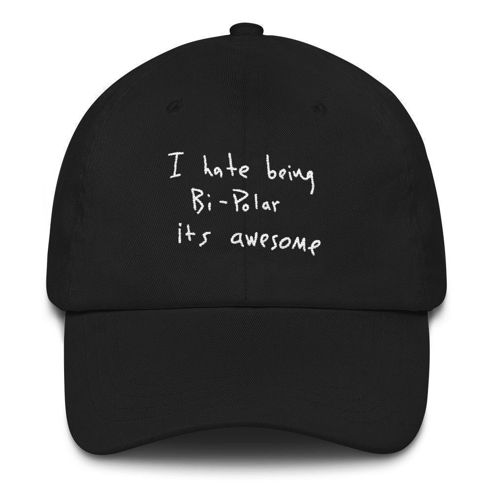 I Hate Being Bi-Polar It's Awesome Kanye West inspired Embroidery Dad Hat / Cap-Black-Archethype