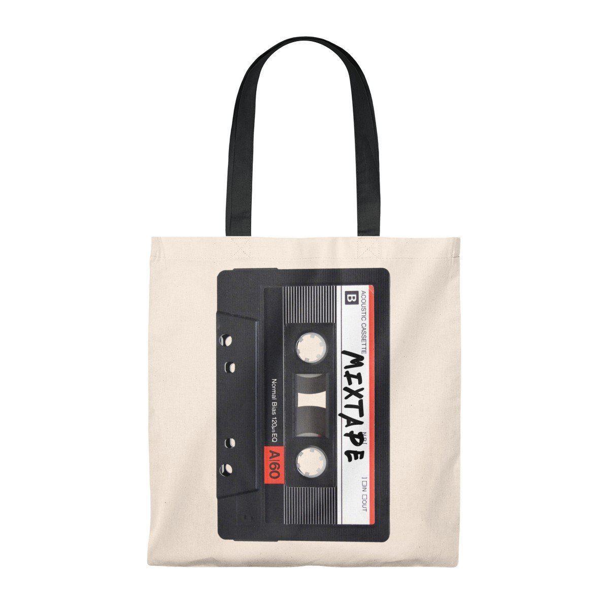 Mixtape Tape Tote Bag - 90S Retro Hip Hop-Natural/Black-Archethype
