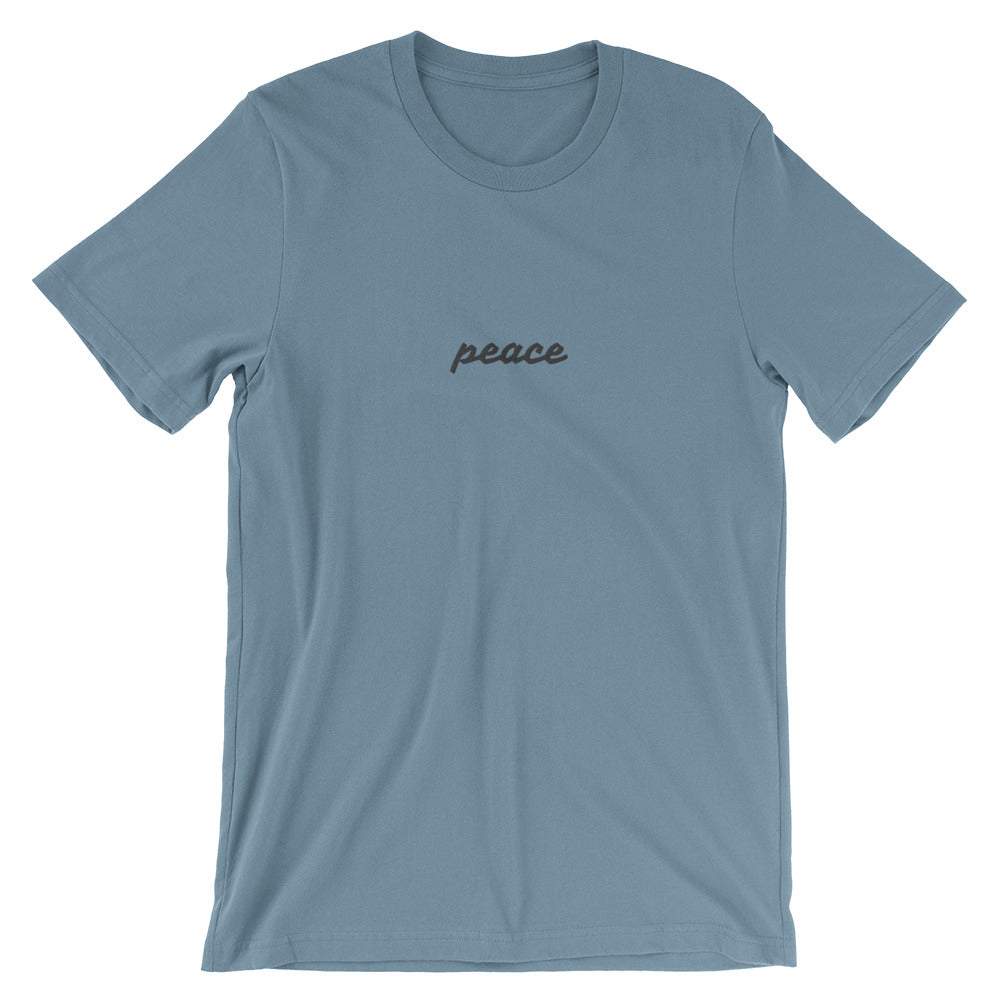 Personalized chest embroidery word T-Shirt-Steel Blue-S-Archethype