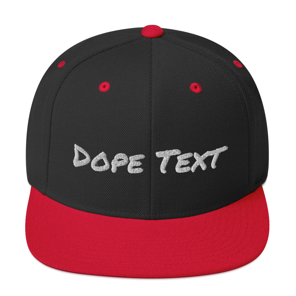 Custom embroidered text Snapback Cap - Free personalization customization Hat Cap-Black/ Red-Archethype